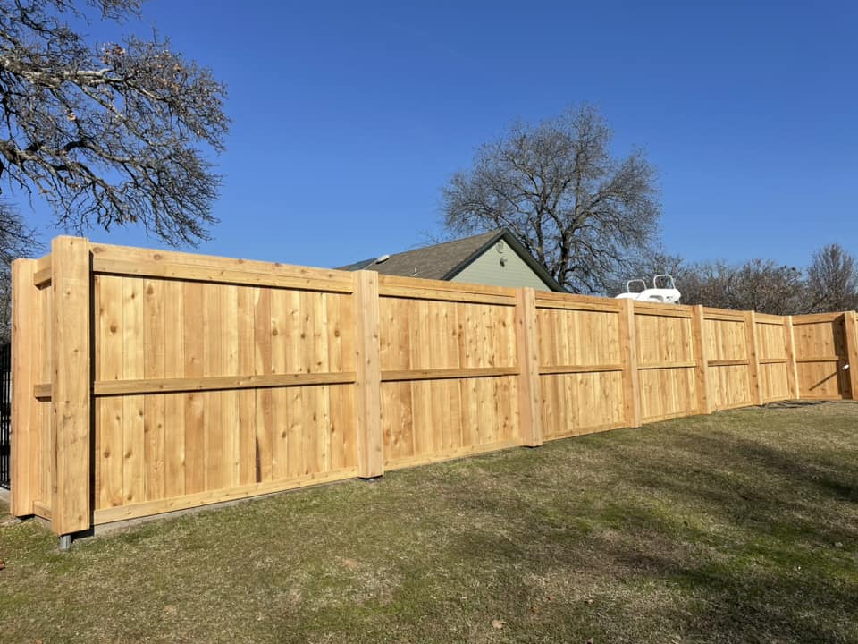 Cedar privacy fence installation